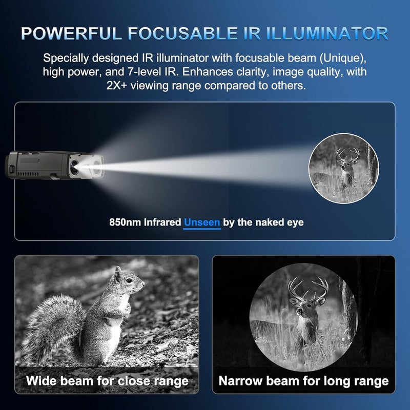 VABSCE Night Vision Goggles, True 4K Night Vision Binoculars, Built-in Powerful Focusable IR, 6000mAh Rechargeable Battery, Super Large Display, Long Viewing Range, Free 64GB Card (Silver 4k Pro) - Image 3